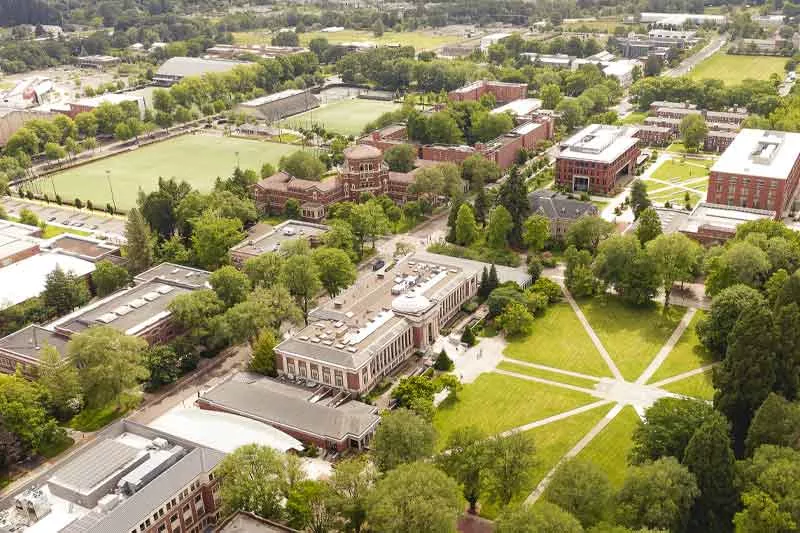 drone view of Corvallis campus